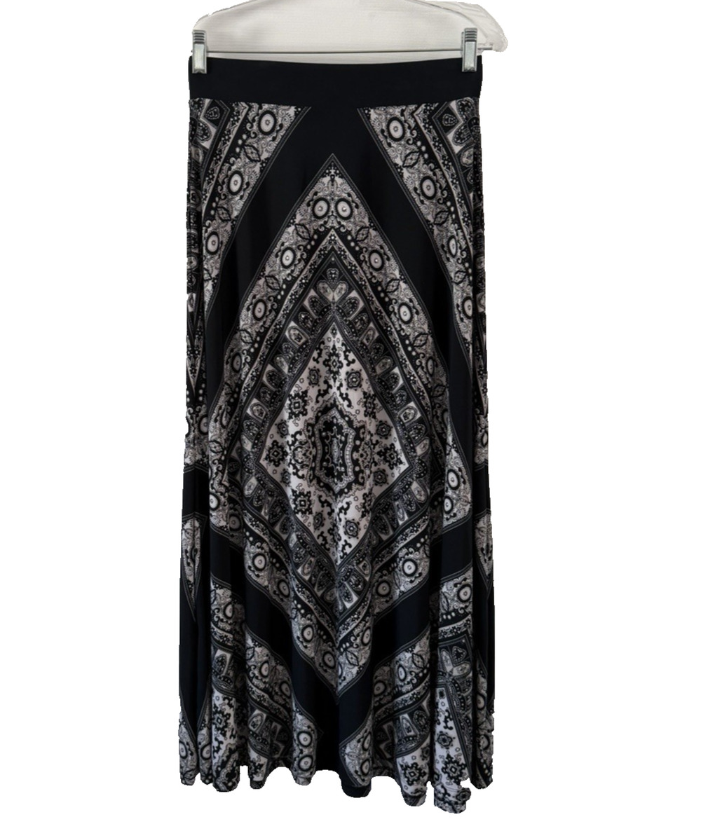 INC The International Concepts Maxi Skirt Knit Black White Women Size Small Boho